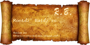 Rontó Balázs névjegykártya